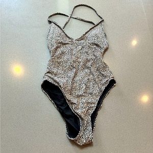 cheetah print one piece strappy swimsuit